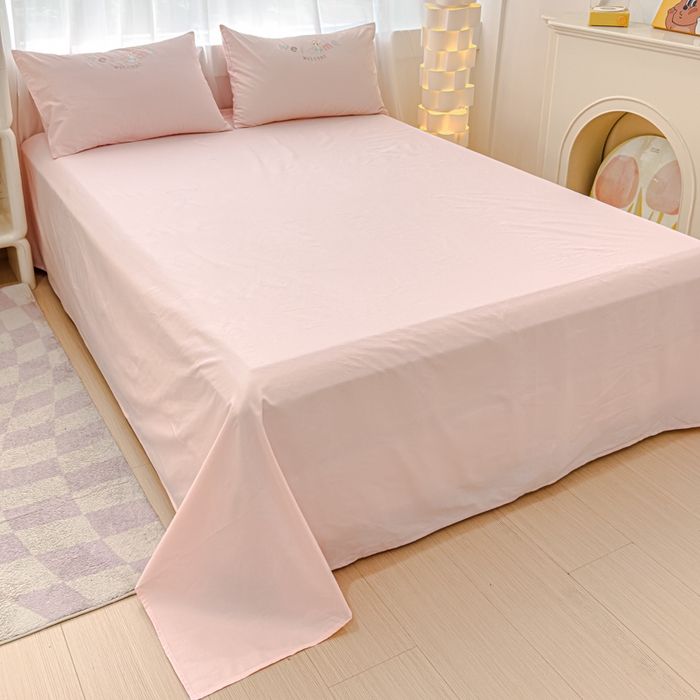 91家纺网 家纺一手货源 找家纺 亲亲公主 2025新款全棉卡通绣花四件套-迷你鸭 迷你鸭-玉色