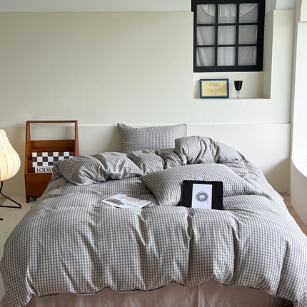 91家纺网 家纺一手货源 找家纺 麦伦家居 2024新款A类全棉双层纱系列四件套-影棚图 卡农