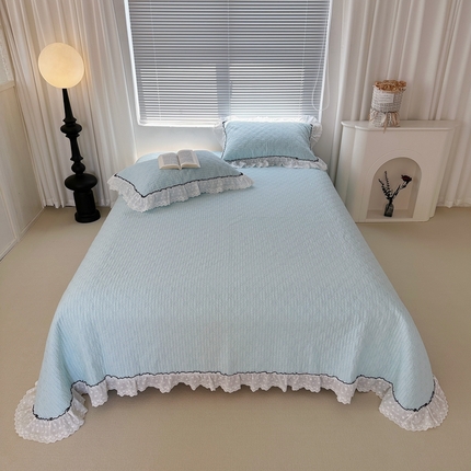 91家纺网 家纺一手货源 找家纺 （总）佰织鑫家居（会员-5元） 2024新款简约纯色全棉蝶恋花砂洗棉花床盖三件套