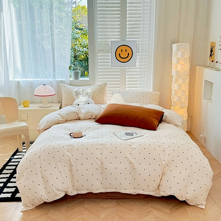 麦伦家居 2024新款A类全棉双层纱系列四件套-影棚图 黑波波