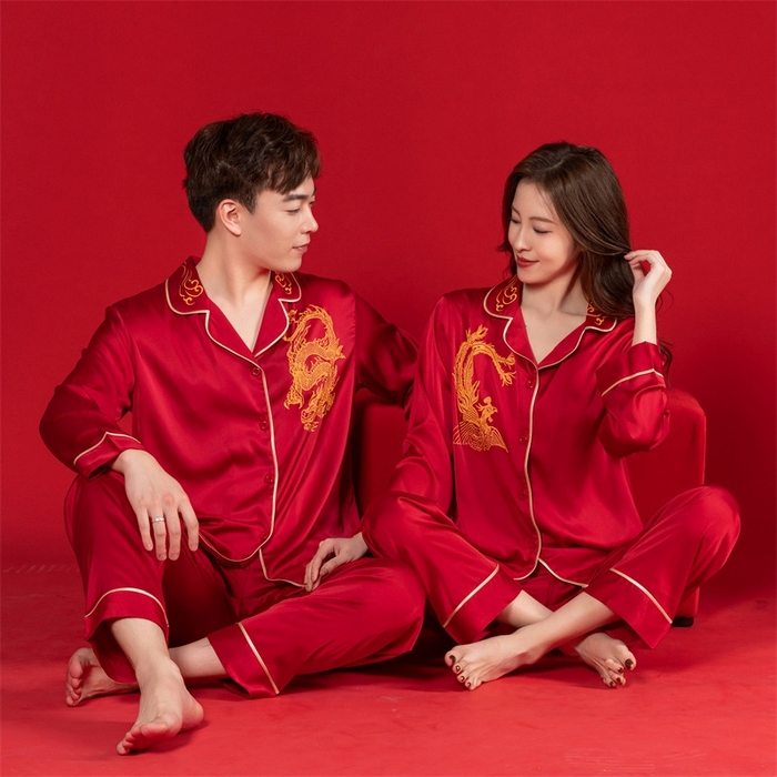 91家纺网 家纺一手货源 找家纺 洛兰沙家居馆【只代发】【只代发】 2024新款婚庆冰丝睡衣 505