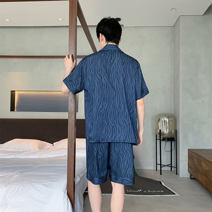 91家纺网 家纺一手货源 找家纺 洛兰沙 2024新款冰丝夏季高级感轻奢丝滑男士睡衣 516