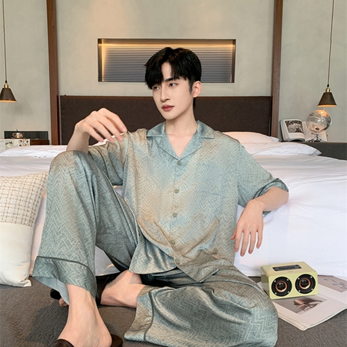 91家纺网 家纺一手货源 找家纺 洛兰沙 2024新款夏季高级感轻奢男士睡衣 515