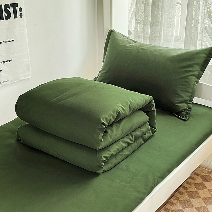 91家纺网 家纺一手货源 找家纺 简冠 2025新款植物羊绒学生宿舍三件套 军绿色