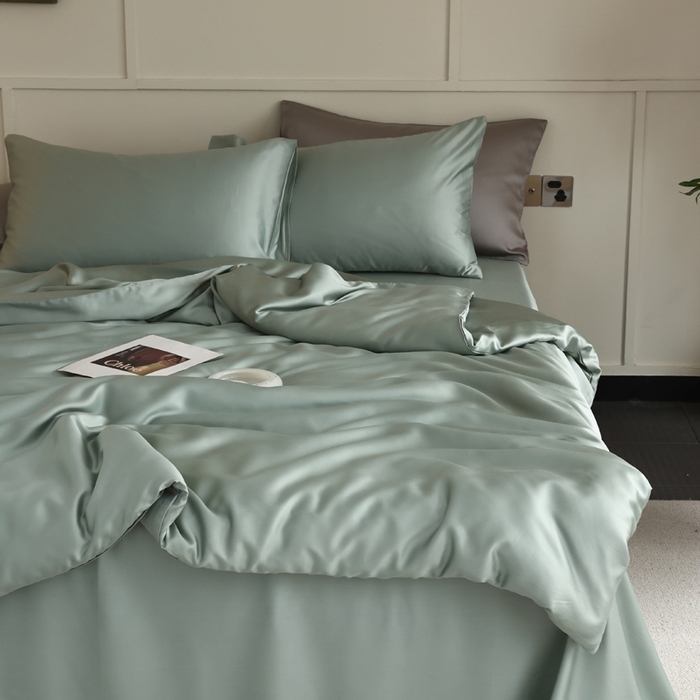 91家纺网 家纺一手货源 找家纺 轩和 2025新款A类LF兰精天丝套件 春熙绿