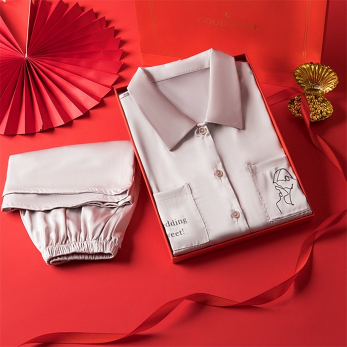 91家纺网 家纺一手货源 找家纺 （总）洛兰沙 2024新款情侣睡衣女夏季冰丝短袖短裤长裤素色休闲家居服男服男套青少年休闲家居服