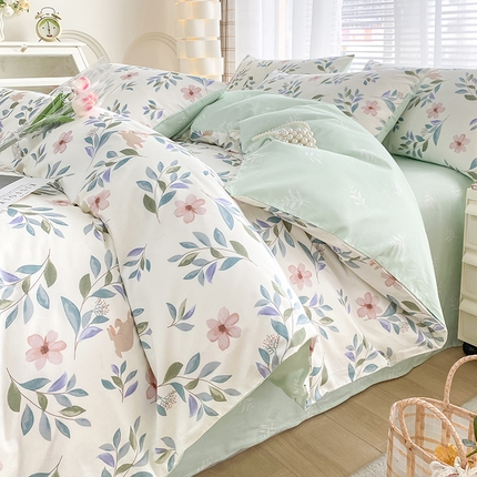 91家纺网 家纺一手货源 找家纺 （总）宇彬家纺 2024直播新款13372全棉纯棉印花单双人被套喷气小清新简约爆款学生被罩