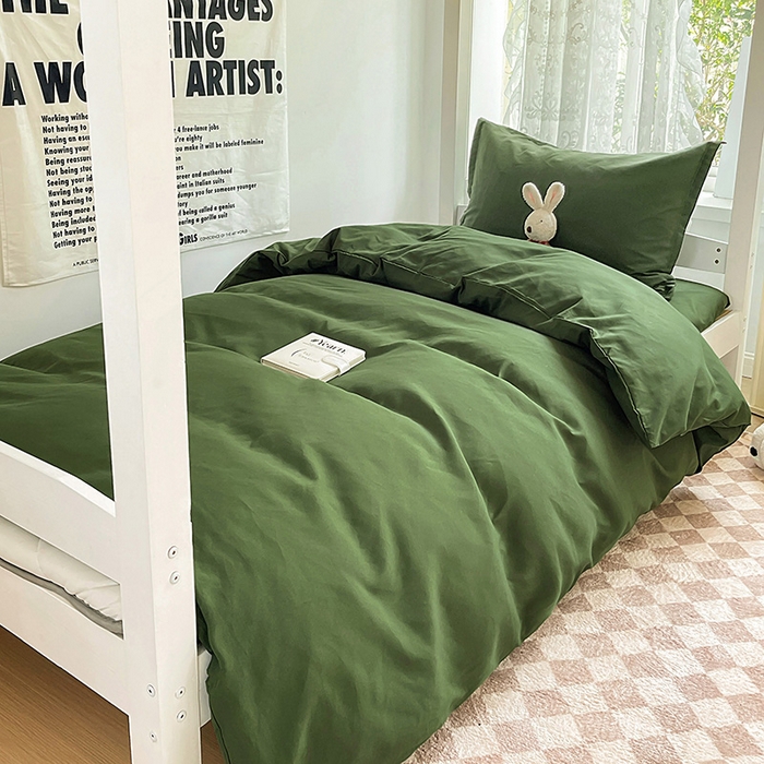 91家纺网 家纺一手货源 找家纺 简冠 2025新款植物羊绒学生宿舍三件套 军绿色