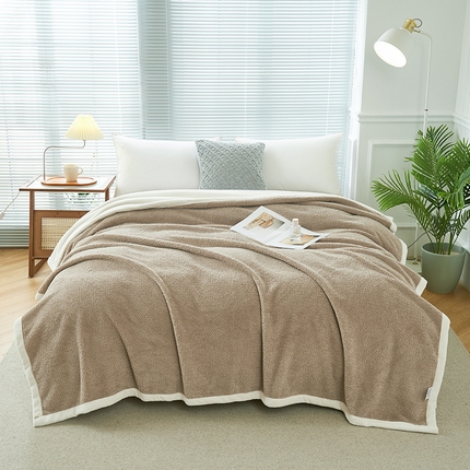 91家纺网 家纺一手货源 找家纺 馨米莱家纺 2024新款250G牛奶绒毛毯系列 米色