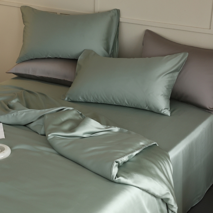 91家纺网 家纺一手货源 找家纺 轩和 2025新款A类LF兰精天丝套件 春熙绿