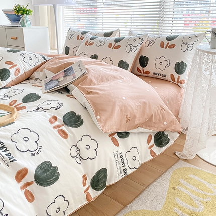 91家纺网 家纺一手货源 找家纺 （总）宇彬家纺 2024直播新款13372全棉纯棉印花单双人被套喷气小清新简约爆款学生被罩