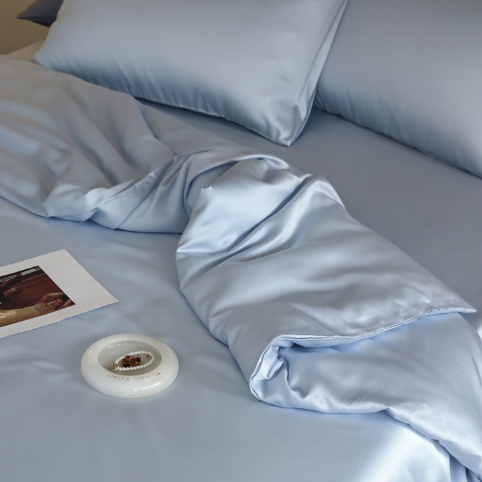 91家纺网 家纺一手货源 找家纺 轩和 2025新款A类LF兰精天丝套件 夏日蓝