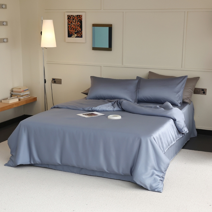 91家纺网 家纺一手货源 找家纺 轩和 2025新款A类LF兰精天丝套件 劳伦蓝