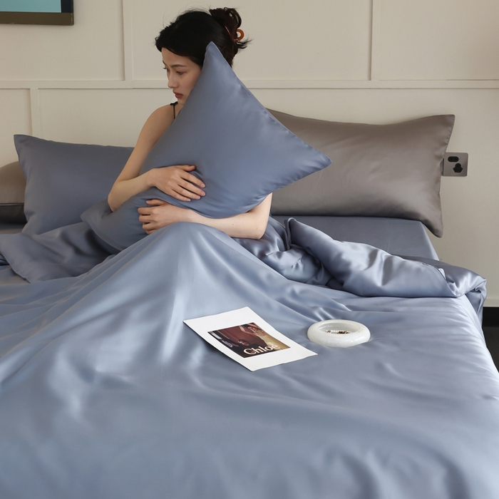 91家纺网 家纺一手货源 找家纺 轩和 2025新款A类LF兰精天丝套件 劳伦蓝