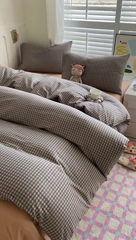 91家纺网 家纺一手货源 找家纺 爵仕家纺 2025小清新风格双层纱纯棉四件套 资调