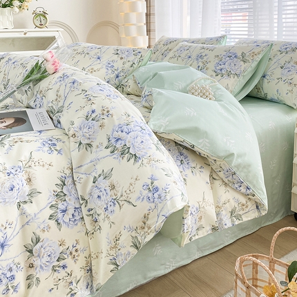 91家纺网 家纺一手货源 找家纺 （总）宇彬家纺 2024直播新款13372全棉纯棉印花单双人被套喷气小清新简约爆款学生被罩