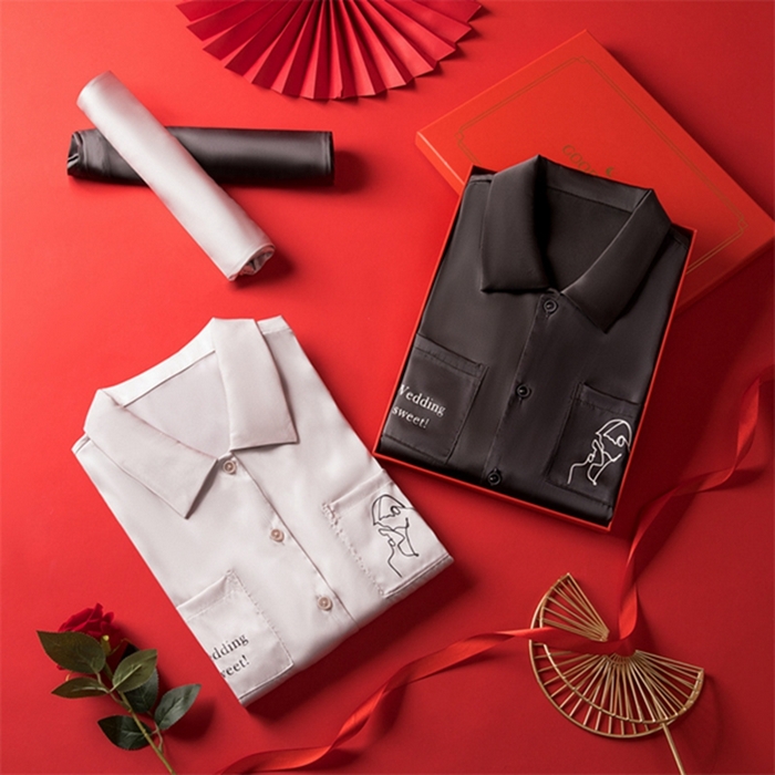 91家纺网 家纺一手货源 找家纺 （总）洛兰沙 2024新款情侣睡衣女夏季冰丝短袖短裤长裤素色休闲家居服男服男套青少年休闲家居服