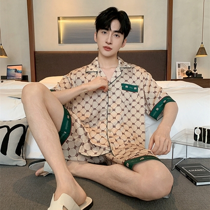 91家纺网 家纺一手货源 找家纺 （总）洛兰沙 2024新款夏季高级感轻奢男士睡衣 莫代尔情侣睡衣男款春夏季新款短袖短裤简约青少年休闲家居服