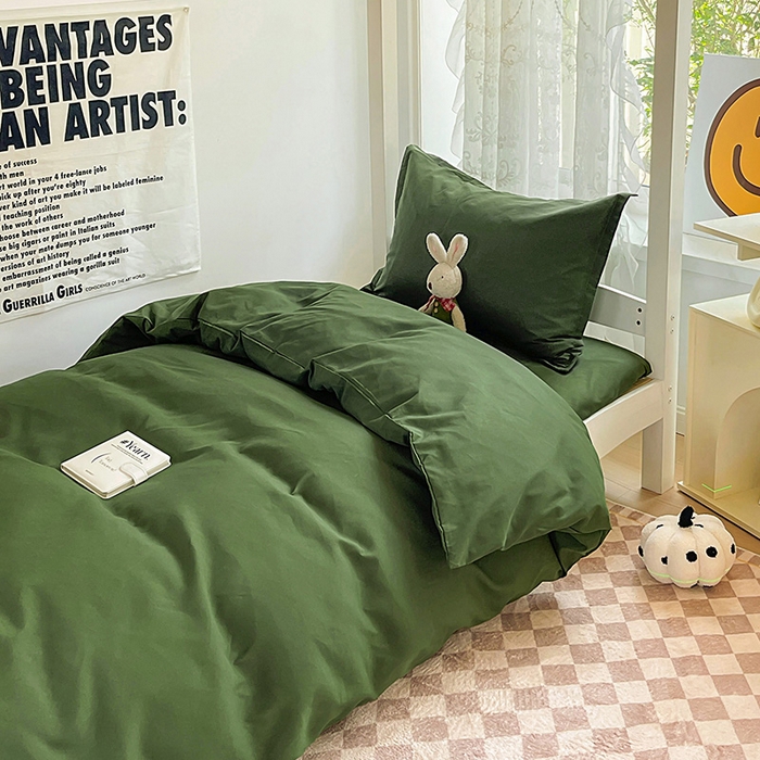 91家纺网 家纺一手货源 找家纺 简冠 2025新款植物羊绒学生宿舍三件套 军绿色