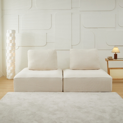 91家纺网 家纺一手货源 找家纺 丝绮鹿 2024新款仿麻雪尼尔系列模块方块沙发套 珍珠白