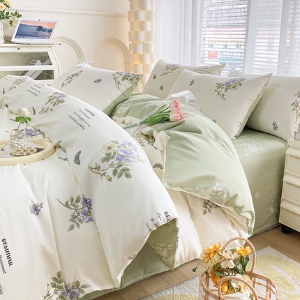 91家纺网 家纺一手货源 找家纺 （总）宇彬家纺 2024直播新款13372全棉纯棉印花单双人被套喷气小清新简约爆款学生被罩