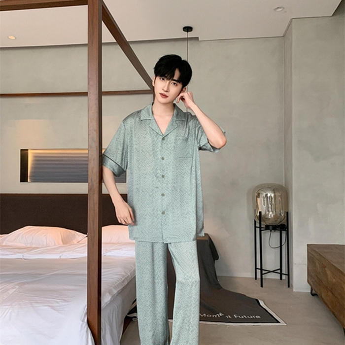 91家纺网 家纺一手货源 找家纺 洛兰沙 2024新款夏季高级感轻奢男士睡衣 515