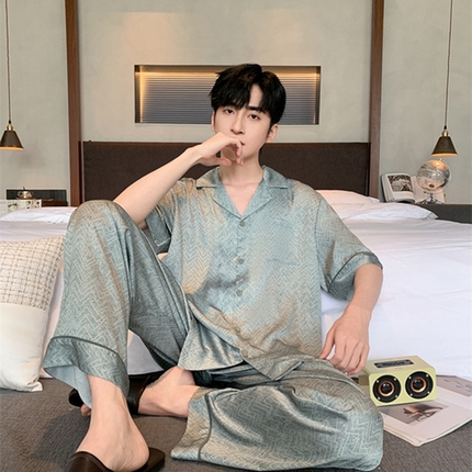 （总）洛兰沙 2024新款夏季高级感轻奢男士睡衣 莫代尔情侣睡衣男款春夏季新款短袖短裤简约青少年休闲家居服