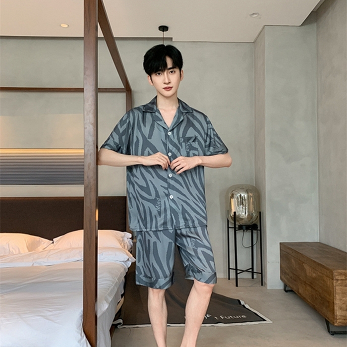 91家纺网 家纺一手货源 找家纺 洛兰沙 2024新款冰丝夏季高级感轻奢丝滑男士睡衣 509