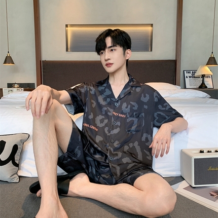 洛兰沙 2024新款冰丝夏季高级感轻奢丝滑男士睡衣 506