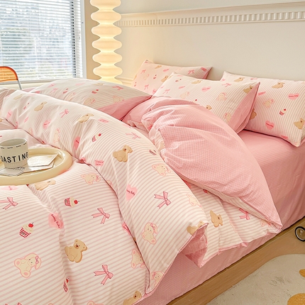 91家纺网 家纺一手货源 找家纺 （总）宇彬家纺 2024直播新款13372全棉纯棉印花单双人被套喷气小清新简约爆款学生被罩