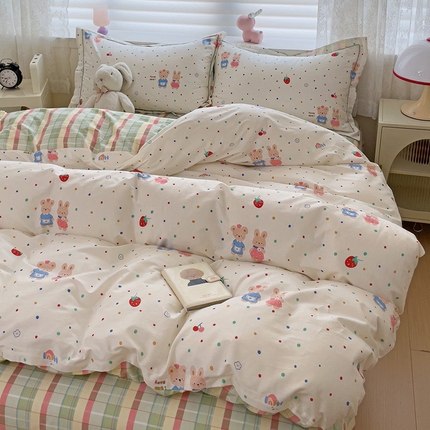 乐童 2024新款直播爆款13070纯棉印花吊边款一字绣四件套-第七波 好朋友