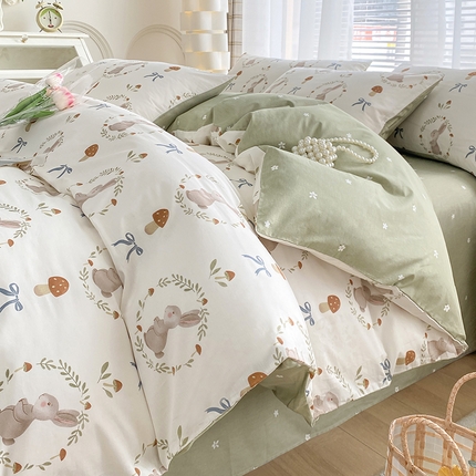 91家纺网 家纺一手货源 找家纺 （总）宇彬家纺 2024直播新款13372全棉纯棉印花单双人被套喷气小清新简约爆款学生被罩