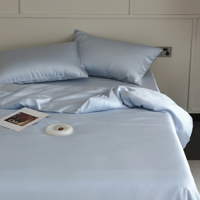 91家纺网 家纺一手货源 找家纺 轩和 2025新款A类LF兰精天丝套件 夏日蓝