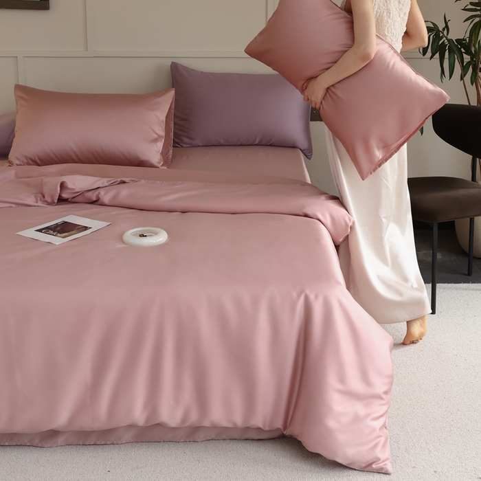 91家纺网 家纺一手货源 找家纺 轩和 2025新款A类LF兰精天丝套件 胭脂粉