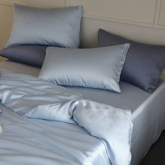 91家纺网 家纺一手货源 找家纺 轩和 2025新款A类LF兰精天丝套件 夏日蓝