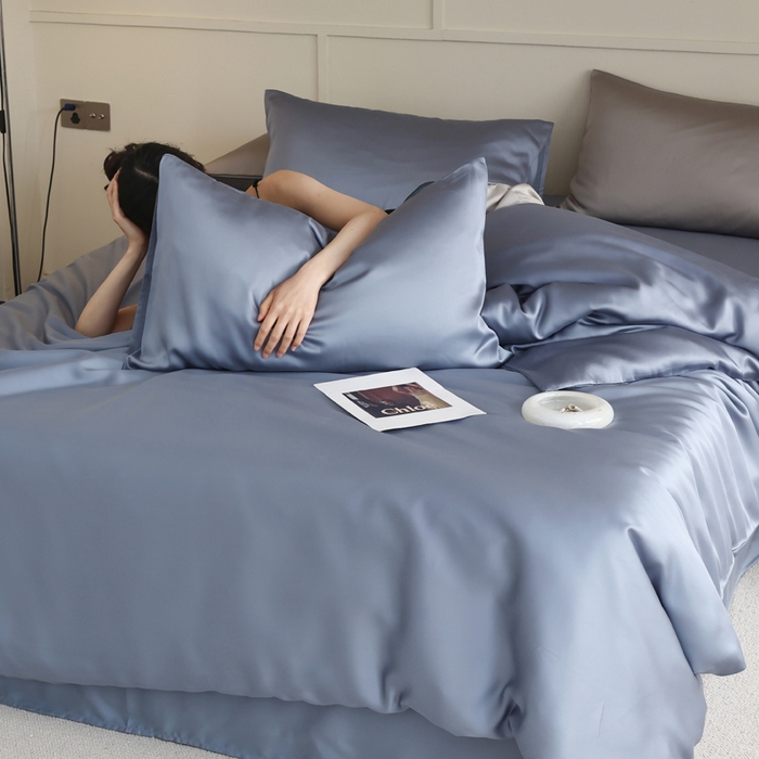 91家纺网 家纺一手货源 找家纺 轩和 2025新款A类LF兰精天丝套件 劳伦蓝