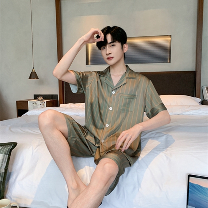 91家纺网 家纺一手货源 找家纺 洛兰沙 2024新款冰丝夏季高级感轻奢丝滑男士睡衣 513