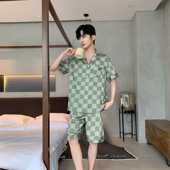 91家纺网 家纺一手货源 找家纺 洛兰沙 2024新款冰丝夏季高级感轻奢丝滑男士睡衣 512