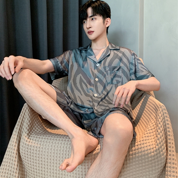 91家纺网 家纺一手货源 找家纺 洛兰沙 2024新款冰丝夏季高级感轻奢丝滑男士睡衣 509