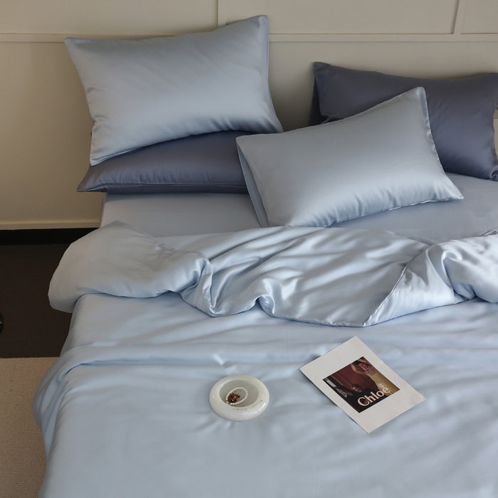 91家纺网 家纺一手货源 找家纺 轩和 2025新款A类LF兰精天丝套件 夏日蓝