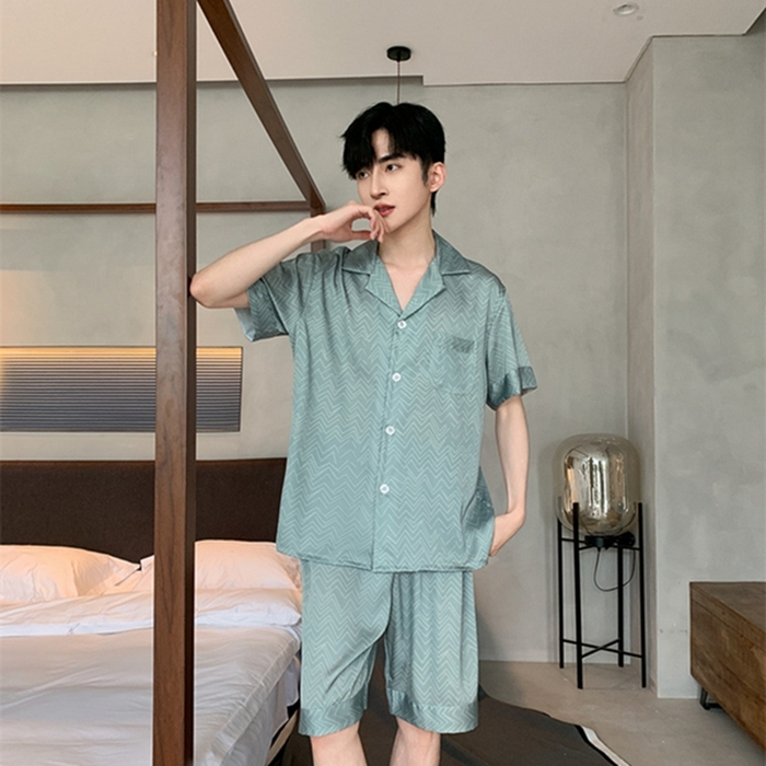 91家纺网 家纺一手货源 找家纺 洛兰沙 2024新款冰丝夏季高级感轻奢丝滑男士睡衣 514