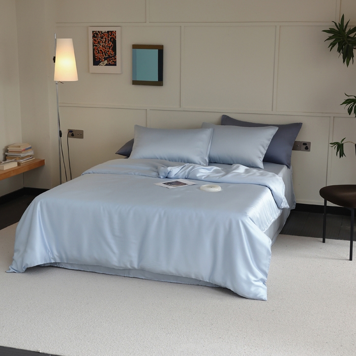 91家纺网 家纺一手货源 找家纺 轩和 2025新款A类LF兰精天丝套件 夏日蓝