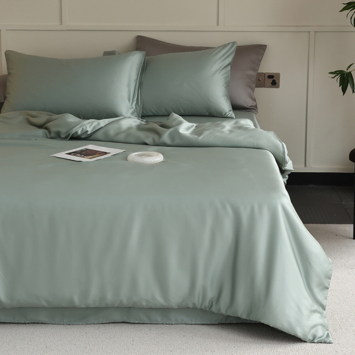 91家纺网 家纺一手货源 找家纺 轩和 2025新款A类LF兰精天丝套件 春熙绿