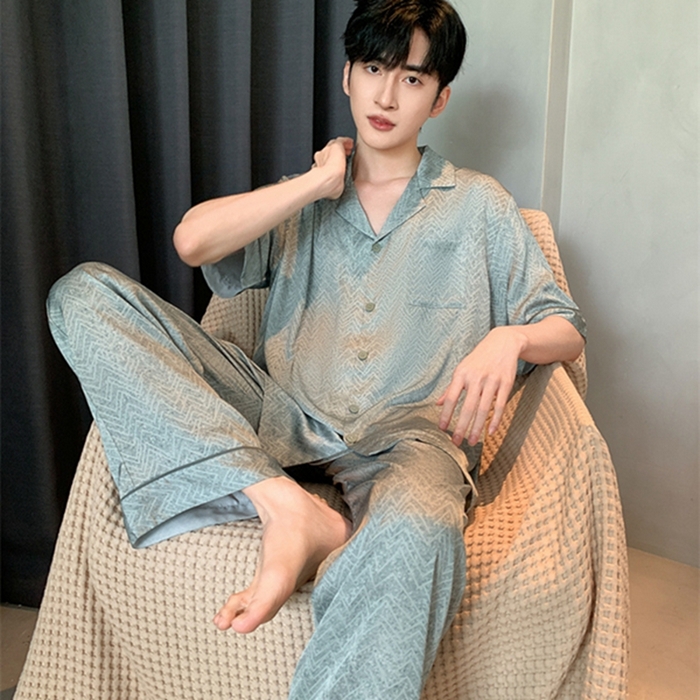 91家纺网 家纺一手货源 找家纺 洛兰沙 2024新款夏季高级感轻奢男士睡衣 515