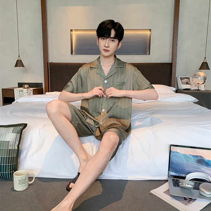 91家纺网 家纺一手货源 找家纺 洛兰沙 2024新款冰丝夏季高级感轻奢丝滑男士睡衣 513