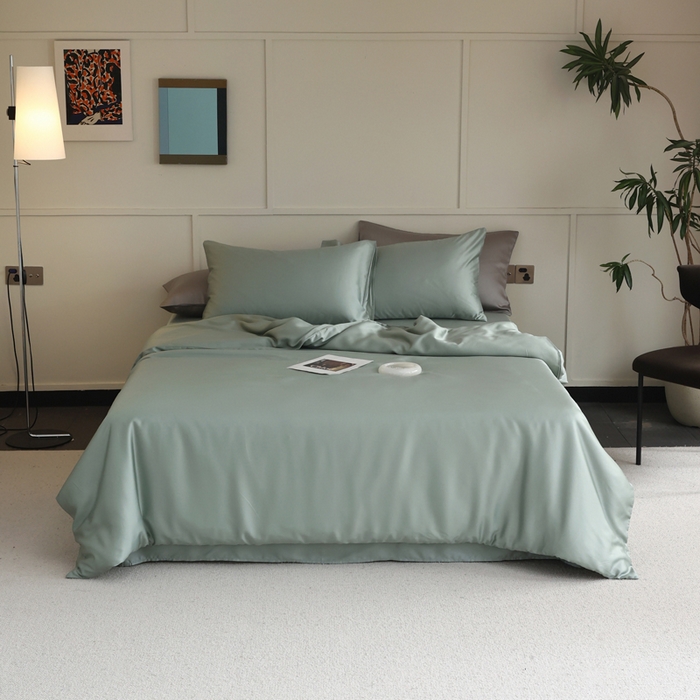 91家纺网 家纺一手货源 找家纺 轩和 2025新款A类LF兰精天丝套件 春熙绿