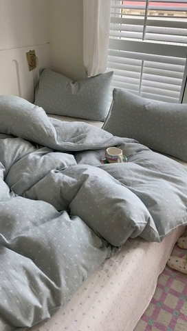 91家纺网 家纺一手货源 找家纺 爵仕家纺 2025小清新风格双层纱纯棉四件套 樱桃