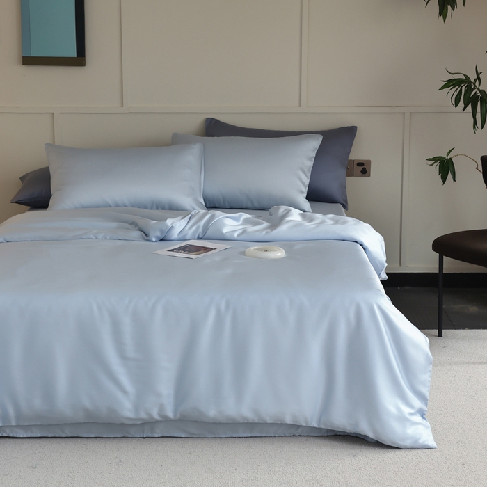 91家纺网 家纺一手货源 找家纺 轩和 2025新款A类LF兰精天丝套件 夏日蓝