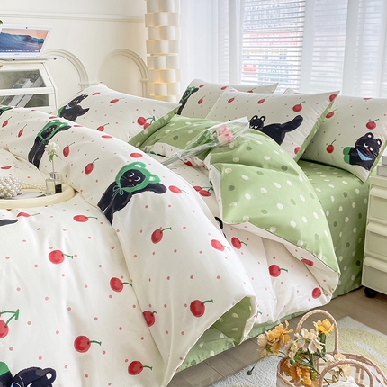 91家纺网 家纺一手货源 找家纺 （总）宇彬家纺 2024直播新款13372全棉纯棉印花单双人被套喷气小清新简约爆款学生被罩