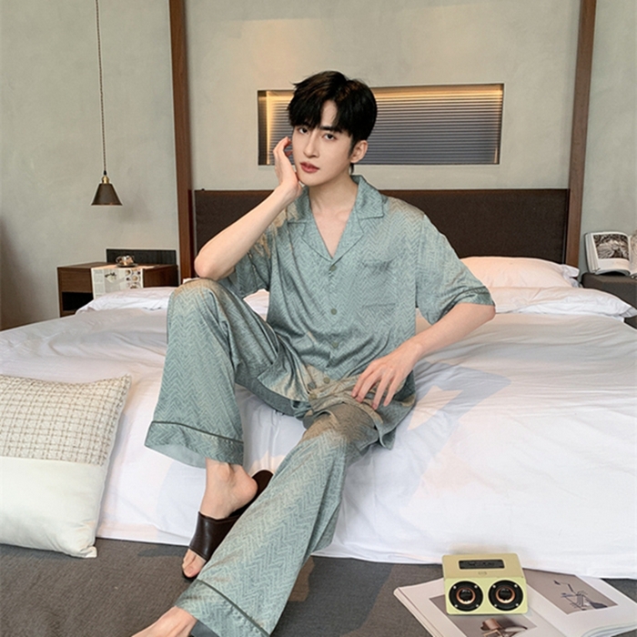 91家纺网 家纺一手货源 找家纺 洛兰沙 2024新款夏季高级感轻奢男士睡衣 515